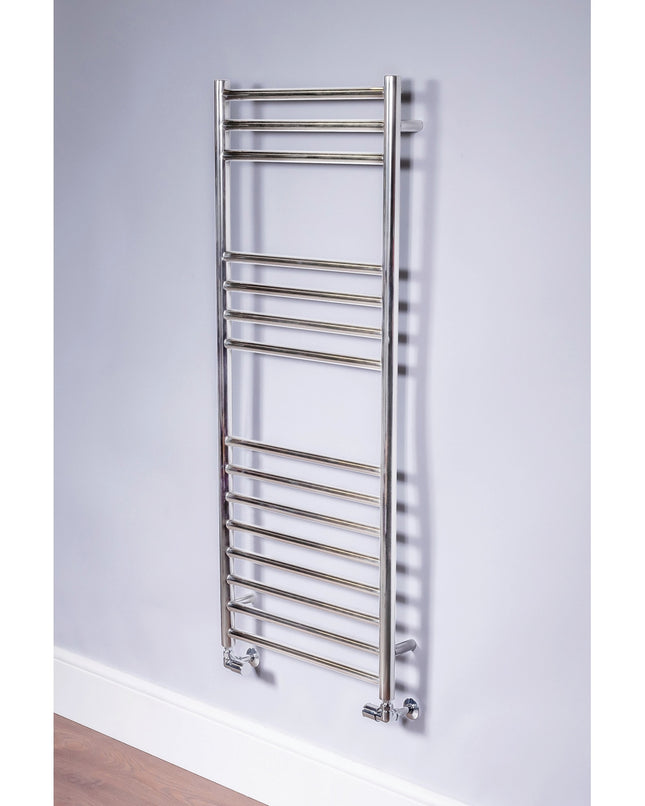 DQ Heating Sienna Polished Stainless Steel Towel Rail Radiator 490mm High