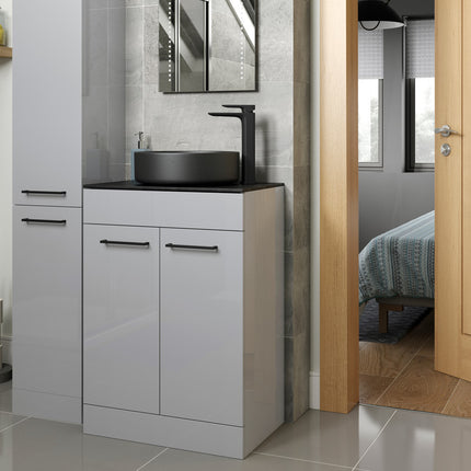 Kansas 350mm Floor Standing Tall Unit — 2 Door | 4 Shelves | White, Anthracite, Grey or Oak