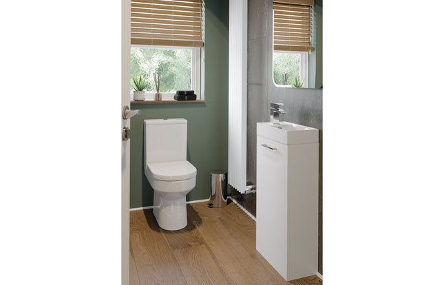 Como 410mm Floor Standing Basin Unit & Close Coupled Toilet Pack | White Gloss
