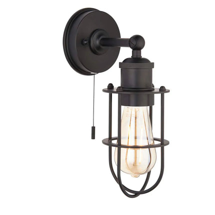 Black Caged E27 Wall Light