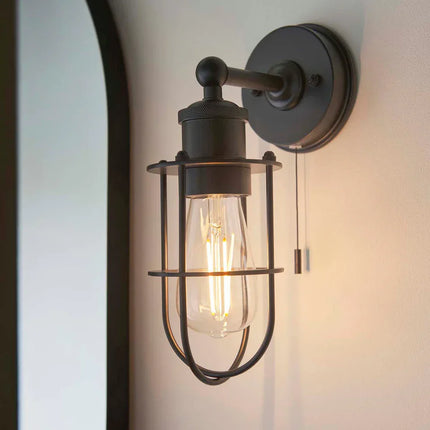 Black Caged E27 Wall Light
