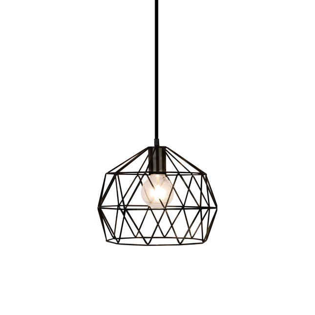 IP44 Colorado Geometric Pendant Light - E27 Black or Antique Brass Bathroom Kitchen