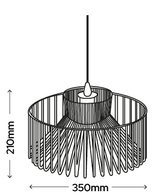 IP44 Black Metal Pendant Light - E27 Adjustable 1.5m Cable Bathroom Kitchen