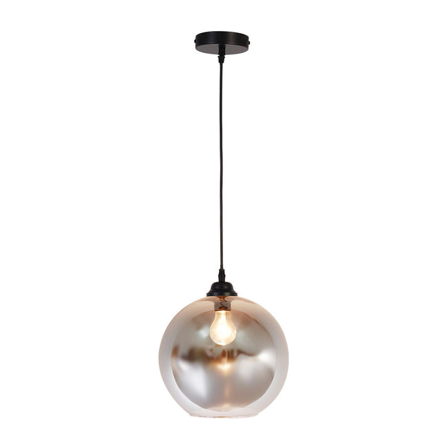 IP44 Hudson Chrome Glass Pendant Light - E27 Bathroom Kitchen