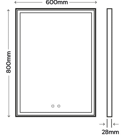 Grand Illumina Tunable LED Mirror - 600mm x 800mm with Dimmer & Demister
