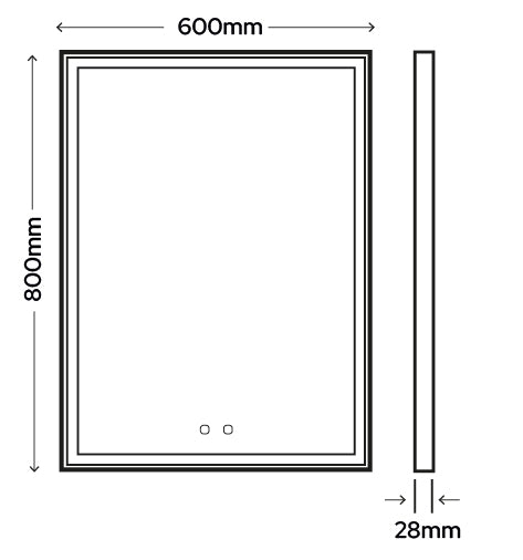 Grand Illumina Tunable LED Mirror - 600mm x 800mm with Dimmer & Demister