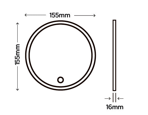 Measurement diagram of a circular object with dimensions labeled