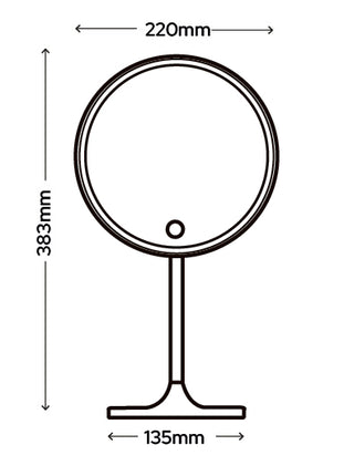 Cordless Luxe Rechargeable LED Vanity Mirror - 220mm with Motion Sensor & Dimmer