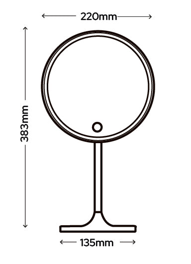 Cordless Luxe Rechargeable LED Vanity Mirror - 220mm with Motion Sensor & Dimmer