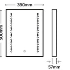 390mm Wide x 500mm High.