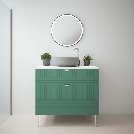 Monaco Tunable LED Mirror 600mm Round - Black Trim with Bluetooth Speaker & Demister