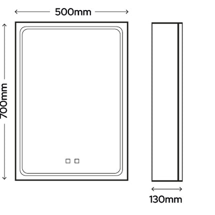 Sycamore Illuminate Pro 500x700mm Single Door LED Mirror Cabinet | Tunable White | Demister | Shaver Socket