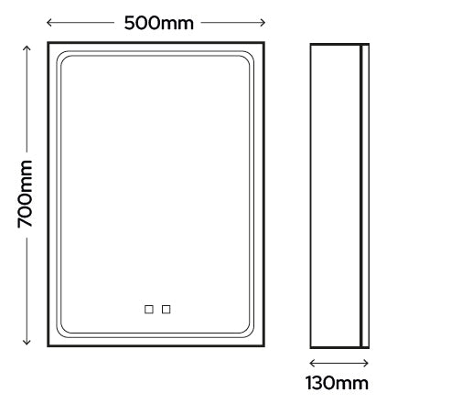 Sycamore Illuminate Pro 500x700mm Single Door LED Mirror Cabinet | Tunable White | Demister | Shaver Socket