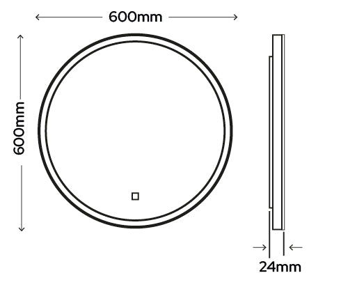 Technical drawing of a circular object with dimensions labeled