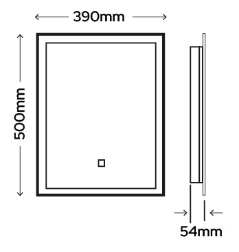 Refined Compact LED Mirror with Shaver Socket - 500mm x 390mm with Demister
