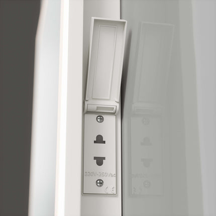 Refined Compact LED Mirror with Shaver Socket - 500mm x 390mm with Demister