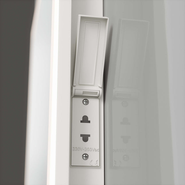 Refined Compact LED Mirror with Shaver Socket - 500mm x 390mm with Demister