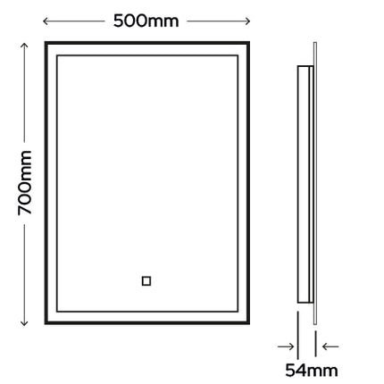Essential Elegance LED Mirror with Shaver Socket - 700mm x 500mm Natural White