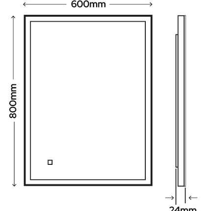Versatile Clarity LED Mirror - 800mm x 600mm with Extended Demister & Touch Control