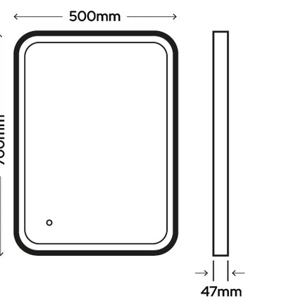 Aurora Noir Illuminated LED Mirror - 700mm x 500mm with Demister & Touch Control
