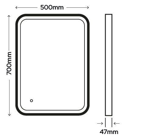 Aurora Noir Illuminated LED Mirror - 700mm x 500mm with Demister & Touch Control