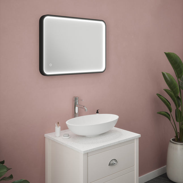 Aurora Noir Illuminated LED Mirror - 700mm x 500mm with Demister & Touch Control