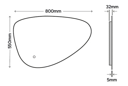 Organic Silhouette Backlit LED Mirror - Teardrop Shape 550mm x 800mm Tunable White