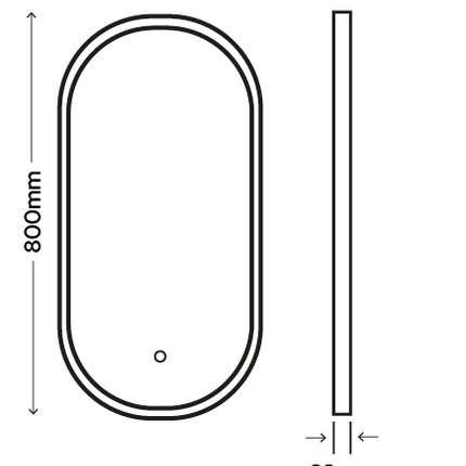 Paris Tunable LED Mirror 400x800mm - Black Frame with Demister