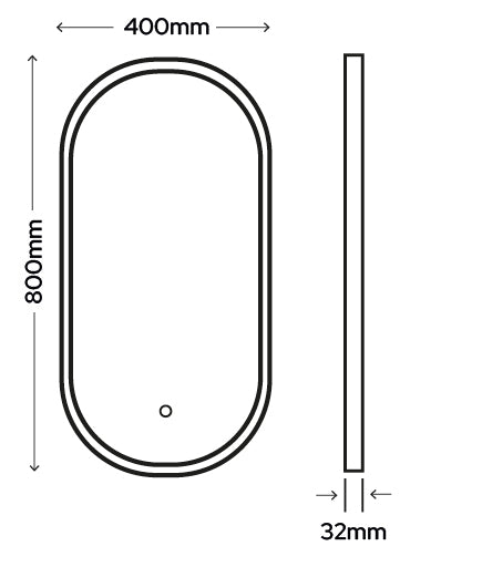 Paris Tunable LED Mirror 400x800mm - Black Frame with Demister