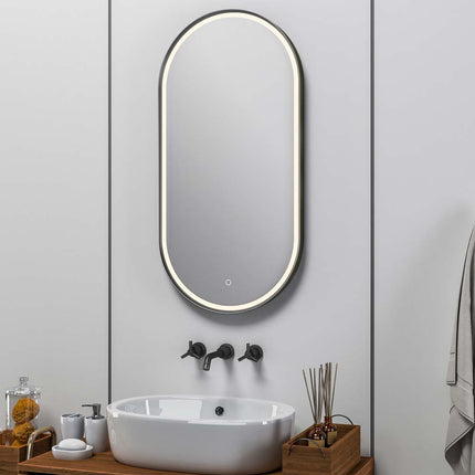 Paris Tunable LED Mirror 400x800mm - Black Frame with Demister