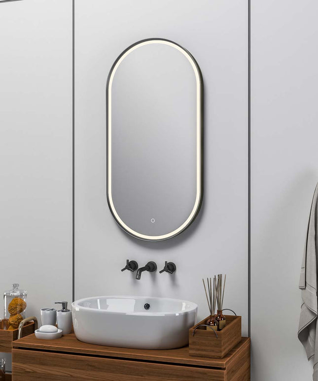 Paris Tunable LED Mirror 400x800mm - Black Frame with Demister