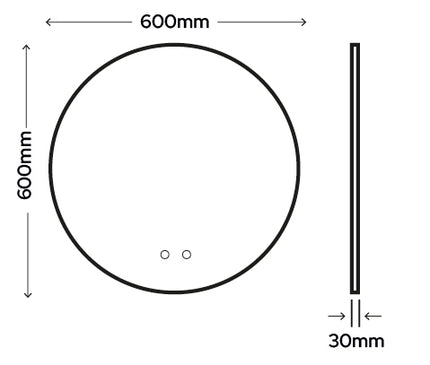 Measurement diagram of a circular object with dimensions 600mm in diameter and 30mm in height.