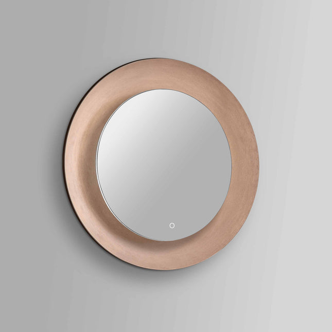 Celestia Tunable LED Mirror 650mm Round - Rose Gold Concave Frame with Back-Lit Border