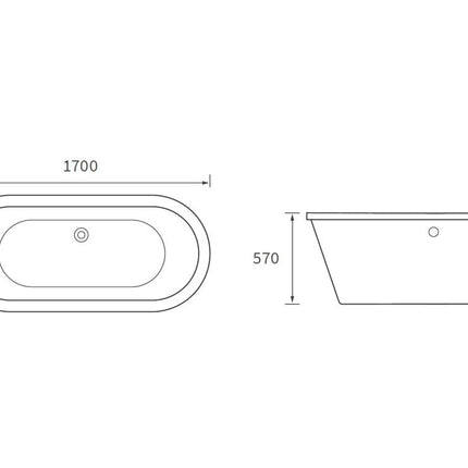 Milferd Freestanding Double End Bath | 1700×755mm | 180L | Panel Included | 20-Year Guarantee