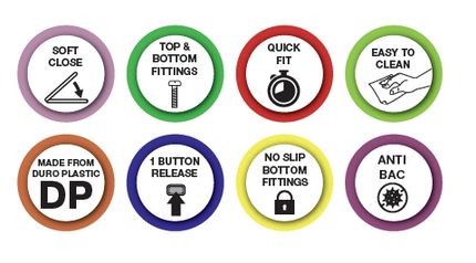 Euroshowers Rainbow Soft Close Toilet Seat | D-Shape | 5 Colours | Duroplast