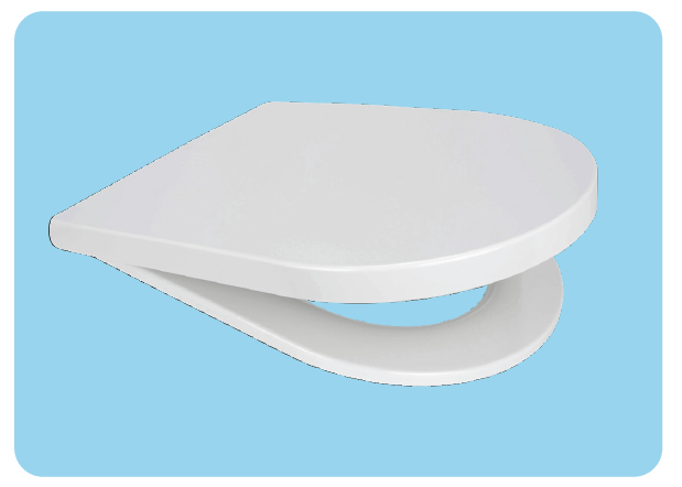 Euroshowers Middle D Style Soft Close Toilet Seat | White | Duroplast