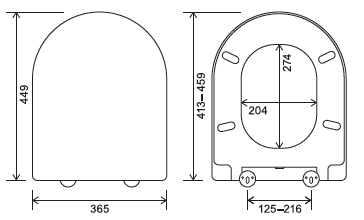 Euroshowers Middle D Style Soft Close Toilet Seat | White | Duroplast