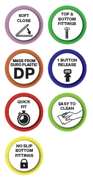 Euroshowers Middle D Style Soft Close Toilet Seat | White | Duroplast