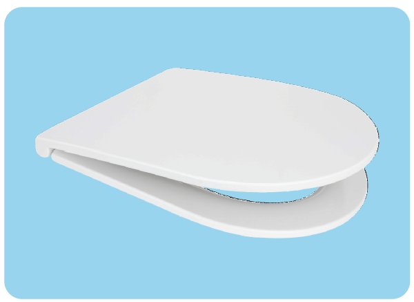 Euroshowers Short D Slim Soft Close Toilet Seat | Duroplast | White