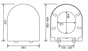 Euroshowers Short D Slim Soft Close Toilet Seat | Duroplast | White