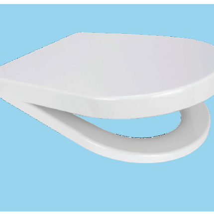 Euroshowers Long D Soft Close Toilet Seat | White Duroplast | 466mm