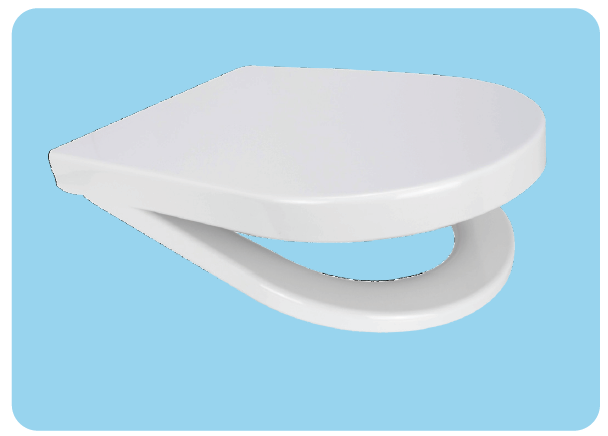 Euroshowers Long D Soft Close Toilet Seat | White Duroplast | 466mm