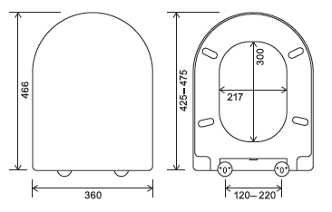 Euroshowers Long D Soft Close Toilet Seat | White Duroplast | 466mm