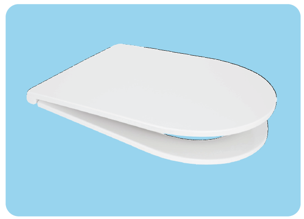 Euroshowers Long D Slim Soft Close Toilet Seat | Duroplast | White