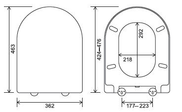 Euroshowers Long D Slim Soft Close Toilet Seat | Duroplast | White
