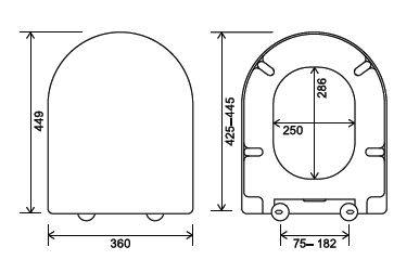 Euroshowers D-Shape Soft Close Toilet Seat | Polypropylene | White