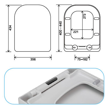 Euroshowers V20 Square D-Shape Soft Close Toilet Seat | 5 Colours | Duroplast