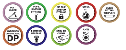 Euroshowers Round Soft Close Toilet Seat | Duroplast | 5 Colours