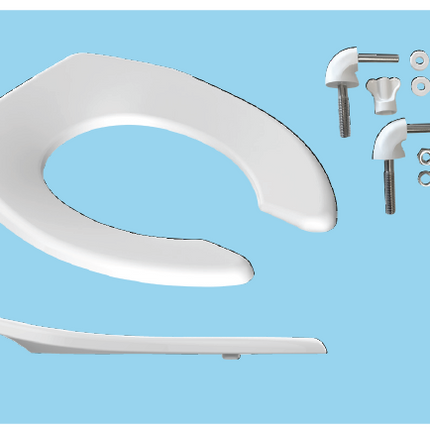 Euroshowers Commercial Open Front Toilet Seat | Standard Shape | Bottom Fix | White