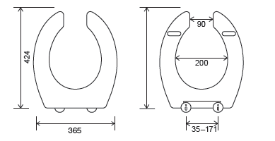 Euroshowers Commercial Open Front Toilet Seat | Standard Shape | Bottom Fix | White